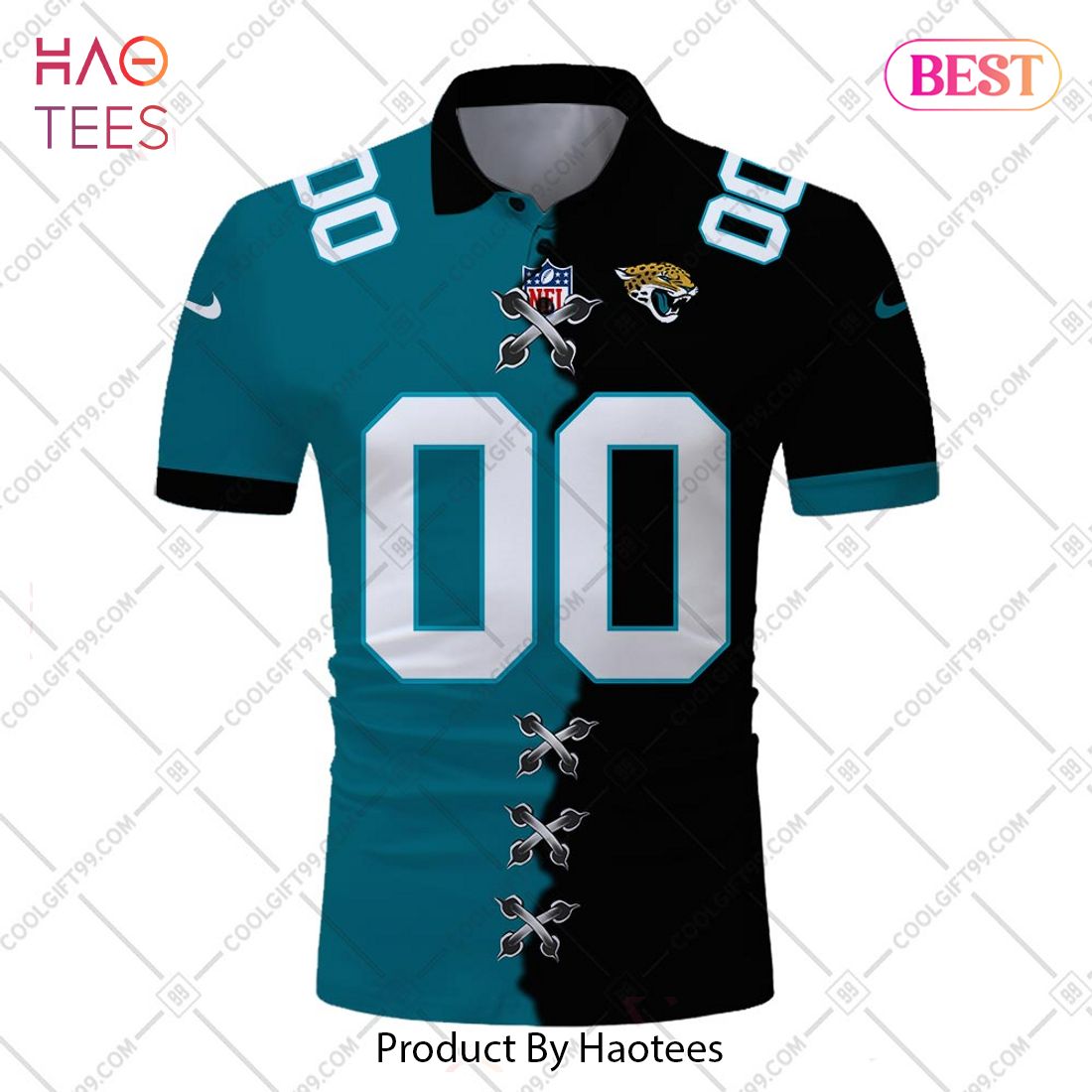 Personalized NFL Jacksonville Jaguars Mix Jersey Style Polo Shirt Personalized NFL Jacksonville Jaguars Mix Jersey Style Polo Shirt
