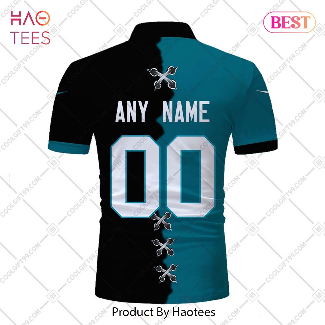 Personalized NFL Jacksonville Jaguars Mix Jersey Style Polo Shirt Personalized NFL Jacksonville Jaguars Mix Jersey Style Polo Shirt