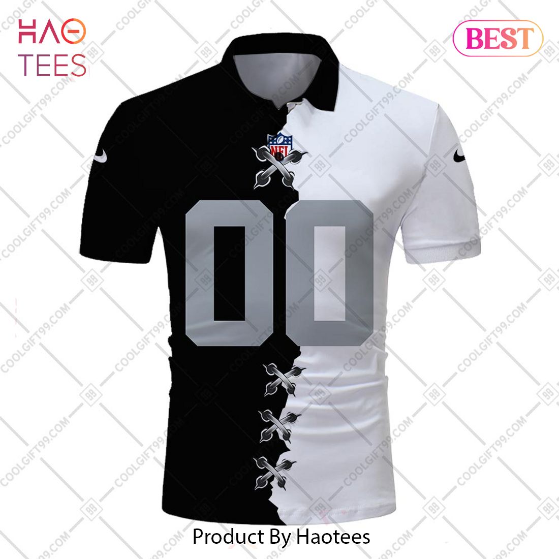 Personalized NFL Las Vegas Raiders Mix Jersey Style Polo Shirt Personalized NFL Las Vegas Raiders Mix Jersey Style Polo Shirt