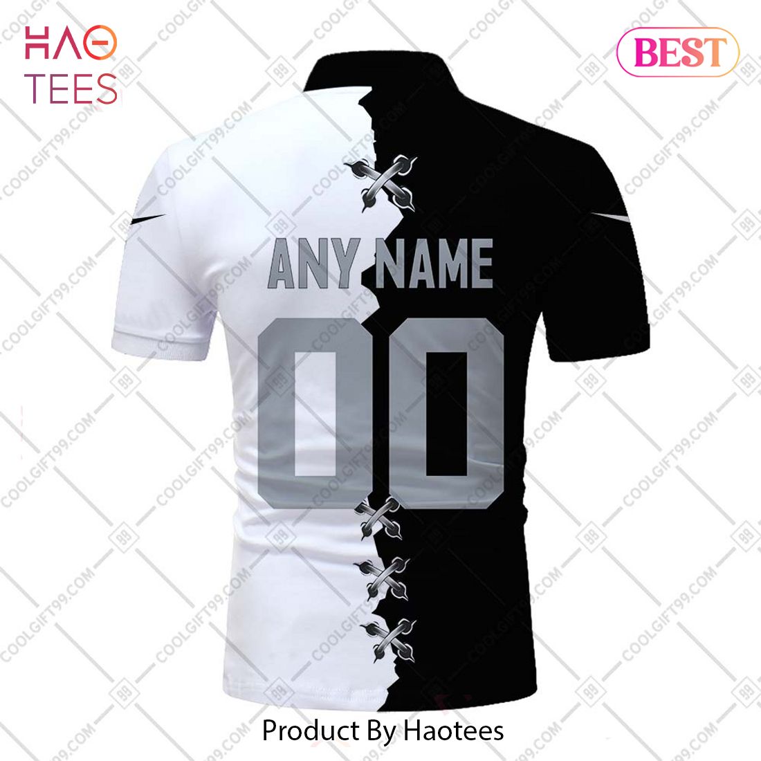 Personalized NFL Las Vegas Raiders Mix Jersey Style Polo Shirt Personalized NFL Las Vegas Raiders Mix Jersey Style Polo Shirt