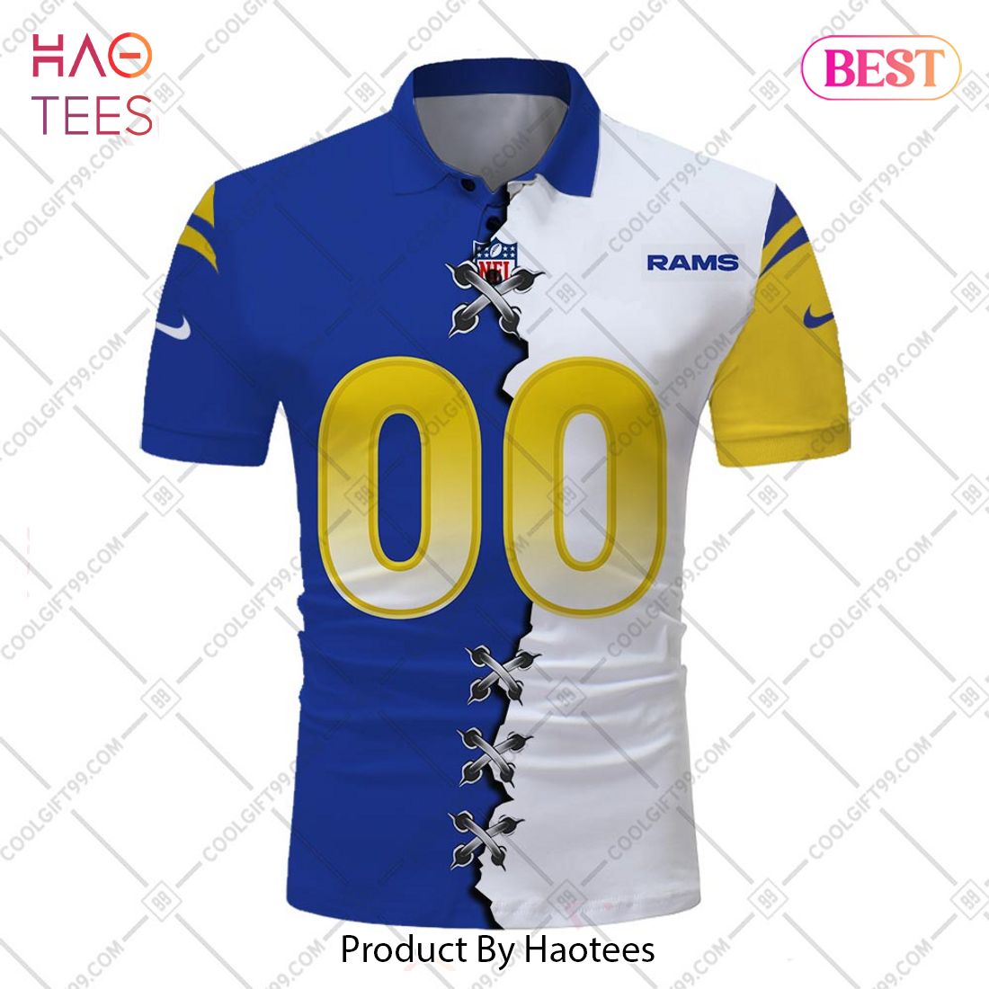 Personalized NFL Los Angeles Rams Mix Jersey Style Polo Shirt Personalized NFL Los Angeles Rams Mix Jersey Style Polo Shirt