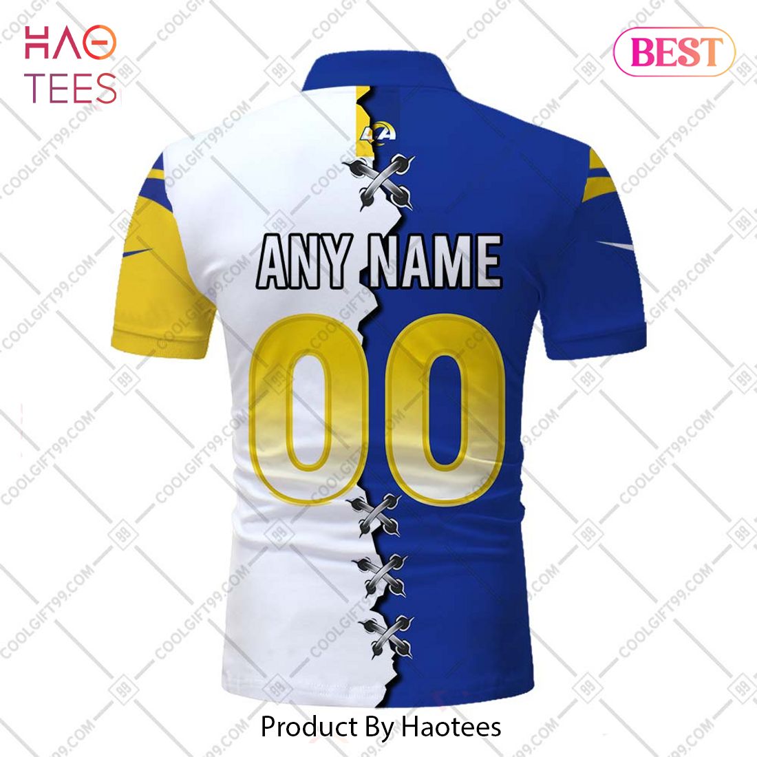 Personalized NFL Los Angeles Rams Mix Jersey Style Polo Shirt Personalized NFL Los Angeles Rams Mix Jersey Style Polo Shirt