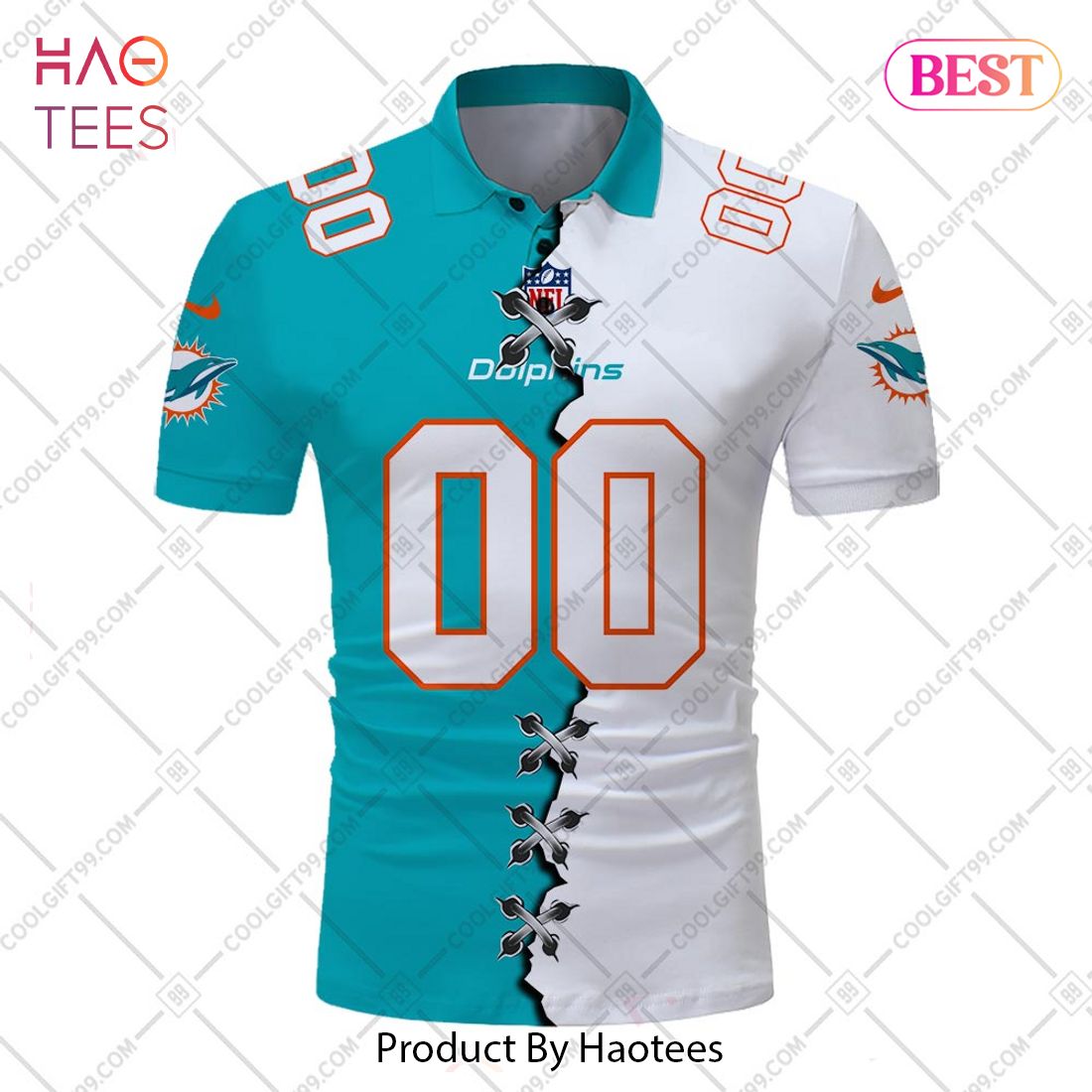 Personalized NFL Miami Dolphins Mix Jersey Style Polo Shirt Personalized NFL Miami Dolphins Mix Jersey Style Polo Shirt