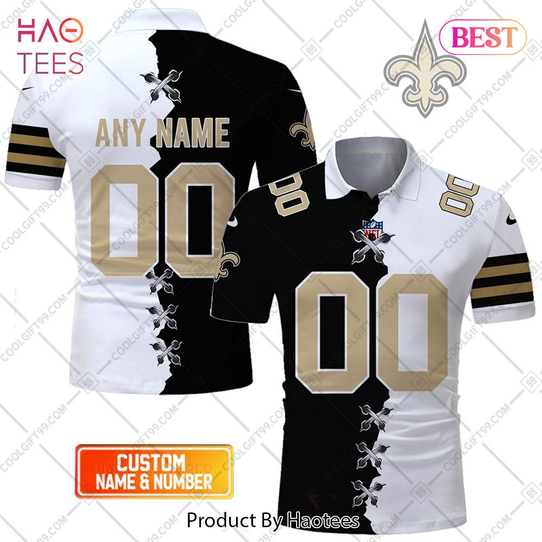 Personalized NFL New Orleans Mix Jersey Style Polo Shirt