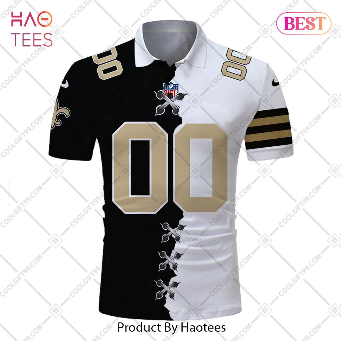 Personalized NFL New Orleans Mix Jersey Style Polo Shirt Personalized NFL New Orleans Mix Jersey Style Polo Shirt