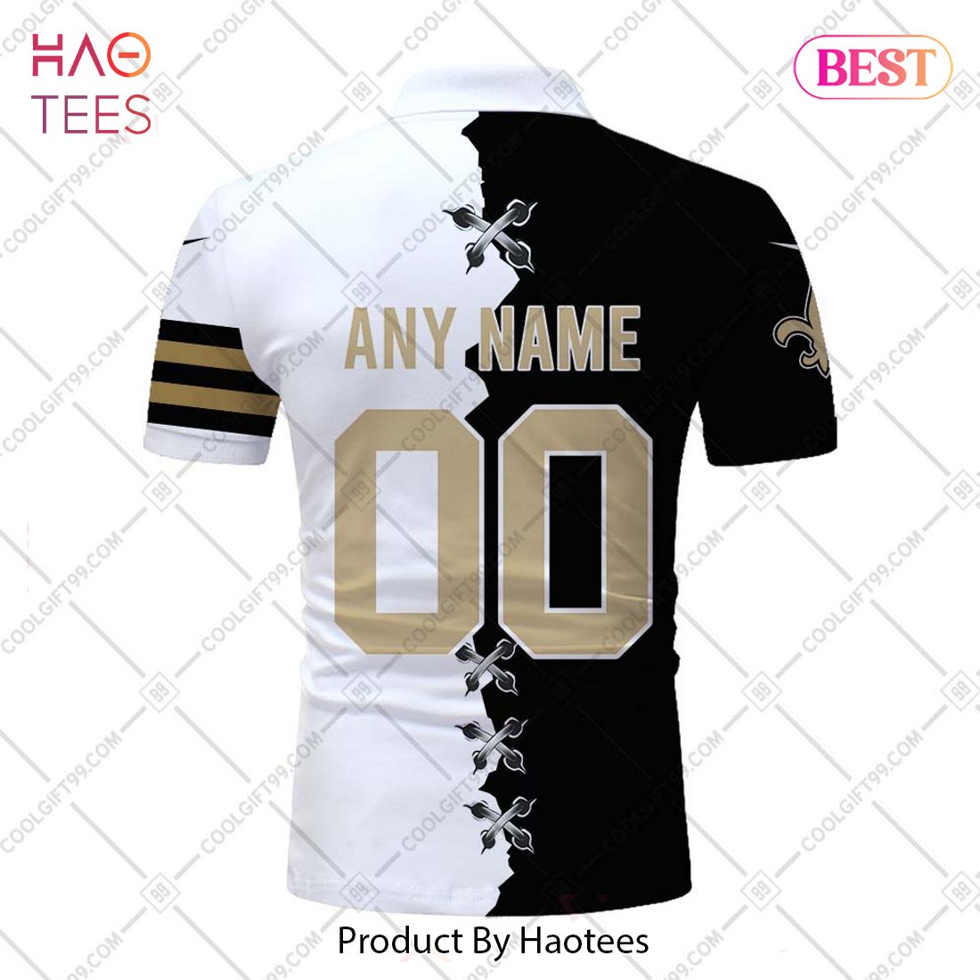 Personalized NFL New Orleans Mix Jersey Style Polo Shirt Personalized NFL New Orleans Mix Jersey Style Polo Shirt