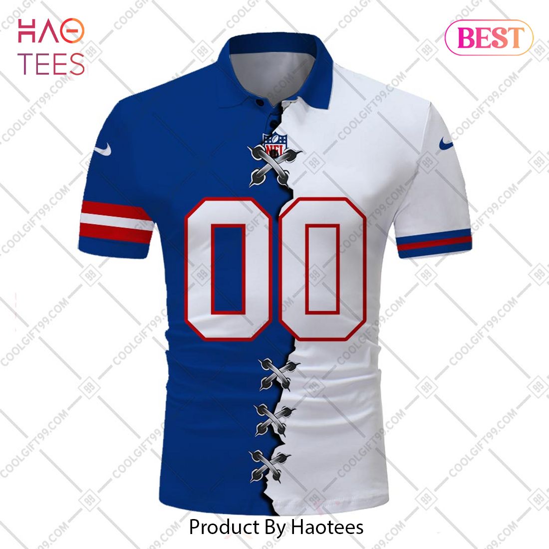 Personalized NFL New York Giants Mix Jersey Style Polo Shirt Personalized NFL New York Giants Mix Jersey Style Polo Shirt