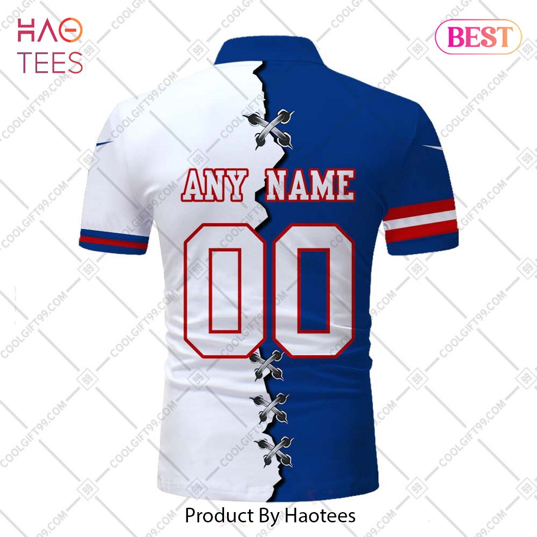 Personalized NFL New York Giants Mix Jersey Style Polo Shirt Personalized NFL New York Giants Mix Jersey Style Polo Shirt