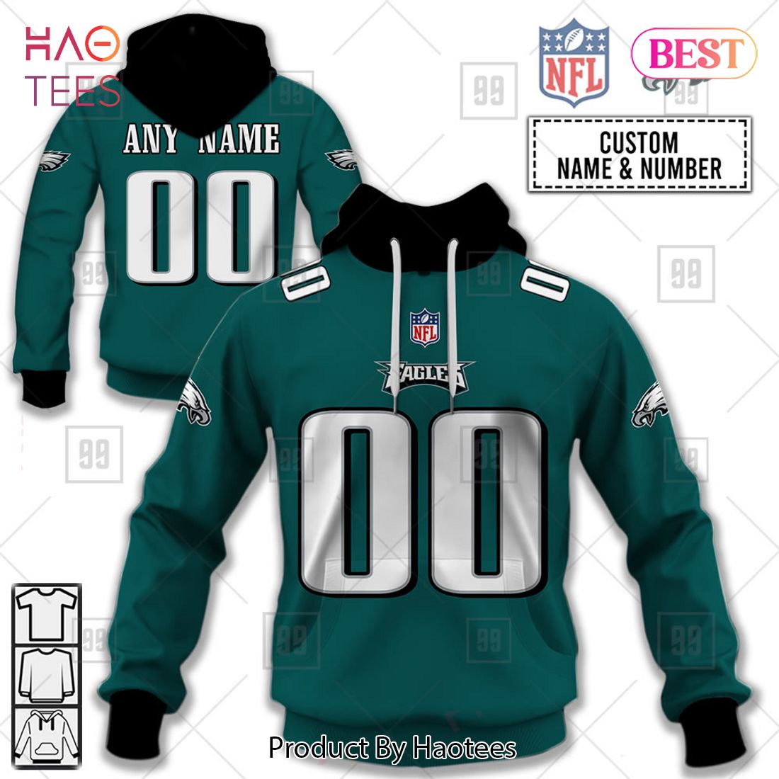 Personalized NFL Philadelphia Eagles Home Jersey Style Hoodie, T-Shirt, Zip Hoodie, Sweatshirt