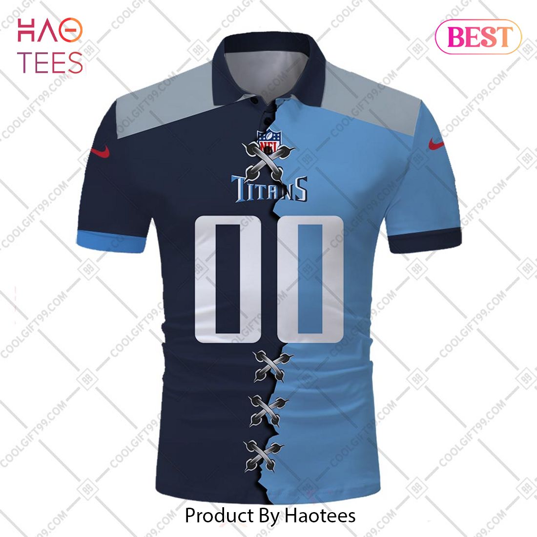 Personalized NFL Tennessee Titans Mix Jersey Style Polo Shirt Personalized NFL Tennessee Titans Mix Jersey Style Polo Shirt