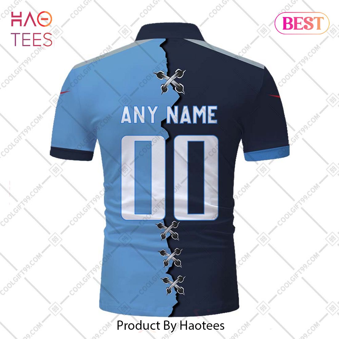 Personalized NFL Tennessee Titans Mix Jersey Style Polo Shirt Personalized NFL Tennessee Titans Mix Jersey Style Polo Shirt