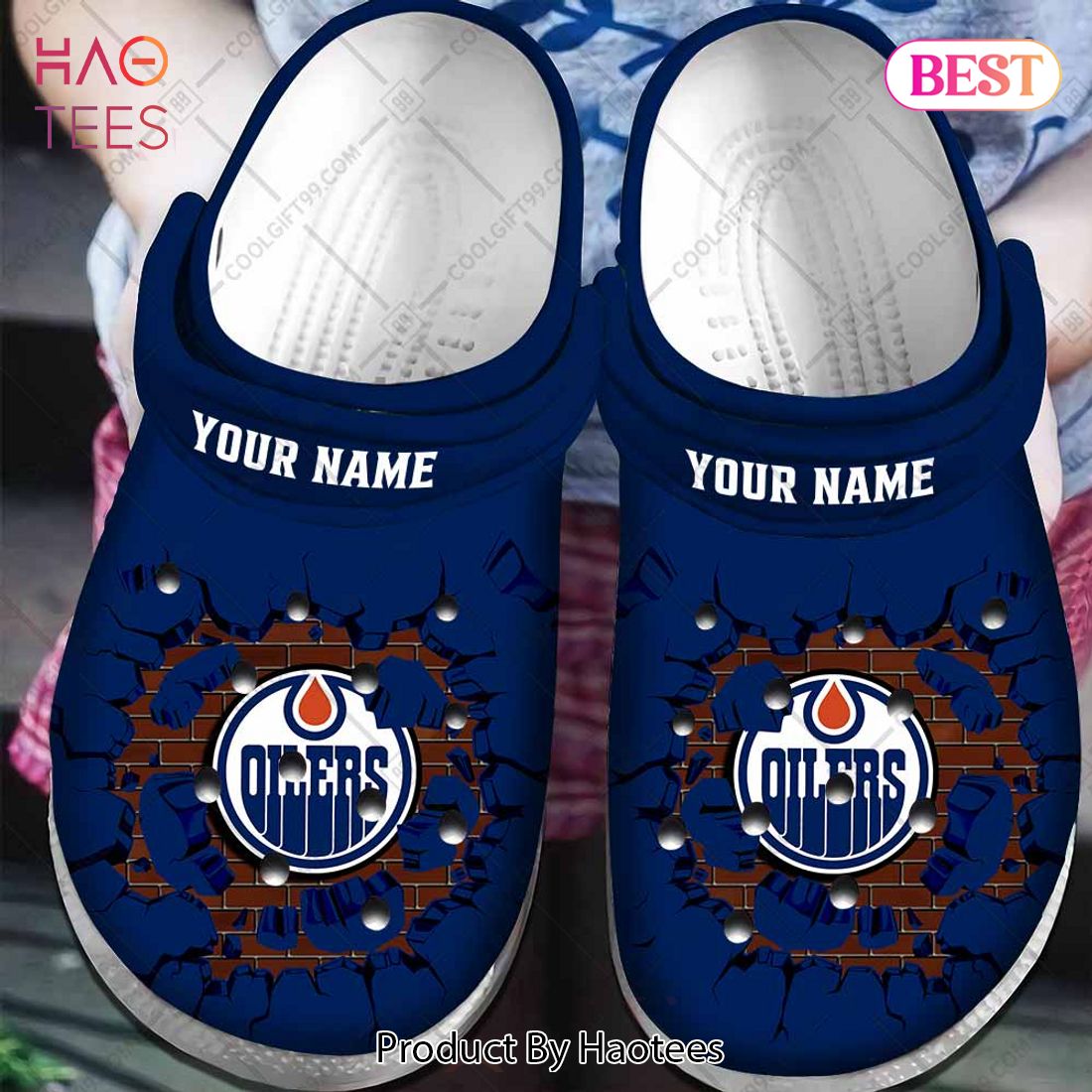 Personalized NHL Edmonton Oilers Broken Wall Crocs