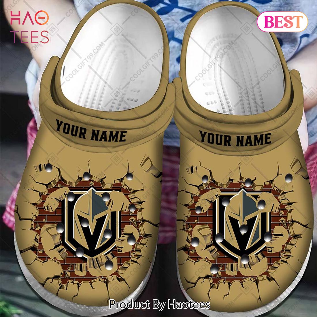 Personalized NHL Vegas Golden Knights Broken Wall Crocs Personalized NHL Vegas Golden Knights Broken Wall Crocs