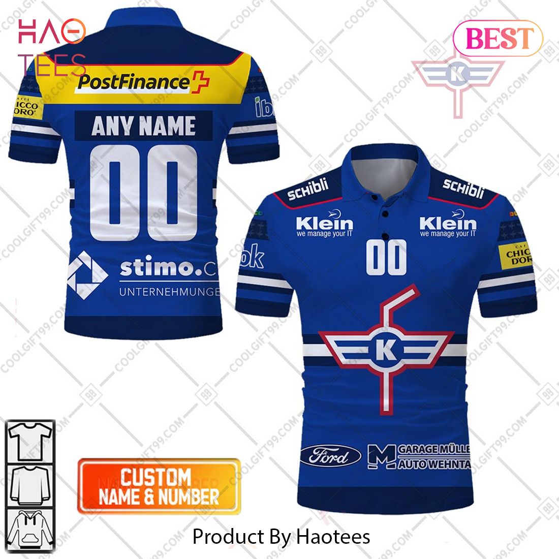 Personalized NL Hockey EHC Kloten Home jersey Style Polo Shirt
