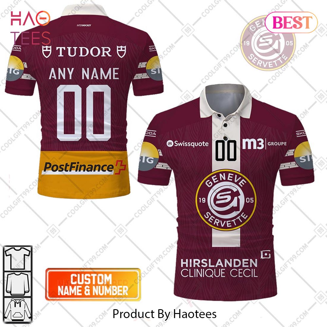 Personalized NL Hockey Geneve Servette HC Home jersey Style Polo Shirt