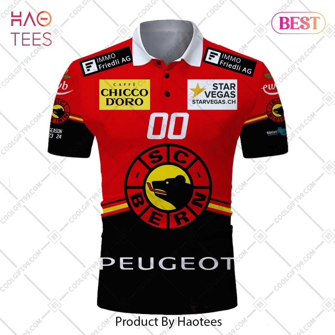 Personalized NL Hockey SC Bern Home jersey Style Polo Shirt Personalized NL Hockey SC Bern Home jersey Style Polo Shirt