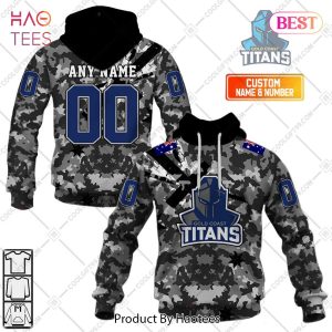 Personalized NRL Gold Coast Titans Special Camo Military Flag Hoodie, T-Shirt, Zip Hoodie, Sweatshirt