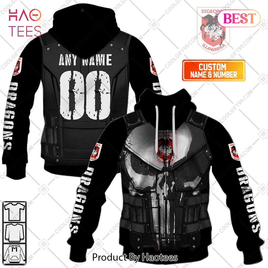 Personalized NRL St. George Illawarra Dragons Punisher Hoodie, T-Shirt, Zip Hoodie, Sweatshirt