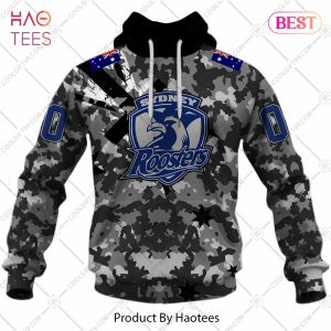 Personalized NRL Sydney Roosters Special Camo Military Flag Hoodie, T-Shirt, Zip Hoodie, Sweatshirt