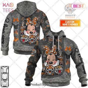 Personalized NRL Wests Tigers Logo and Minnie Mouse Design Hoodie, T-Shirt, Zip Hoodie, Sweatshirt