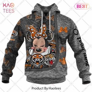 Personalized NRL Wests Tigers Logo and Minnie Mouse Design Hoodie, T-Shirt, Zip Hoodie, Sweatshirt