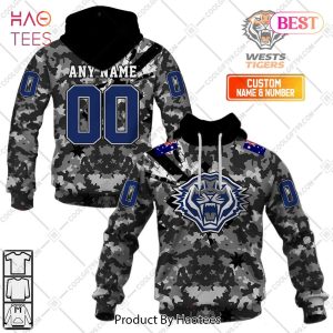 Personalized NRL Wests Tigers Special Camo Military Flag Hoodie, T-Shirt, Zip Hoodie, Sweatshirt