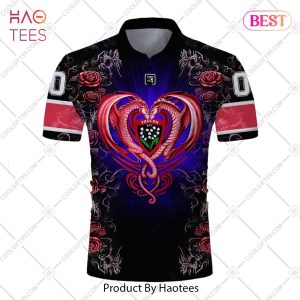 Personalized RC Toulonnais Rugby Rose Dragons Design Polo Shirt