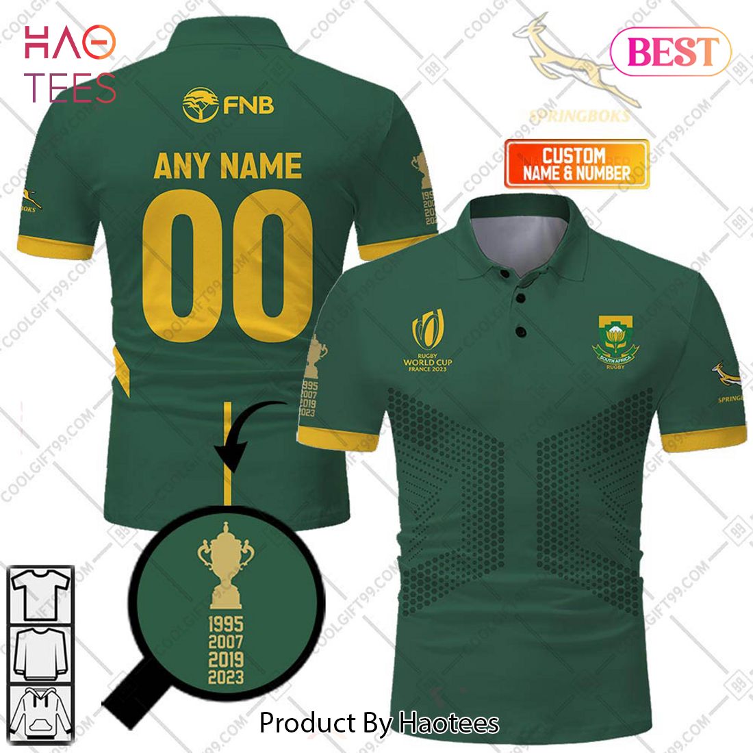 Personalized Rugby World Cup 2023 Springboks South Africa Rugby Jersey Style Polo Shirt