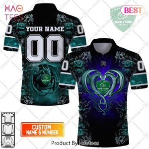 Personalized Section Paloise Rugby Rose Dragons Design Polo Shirt