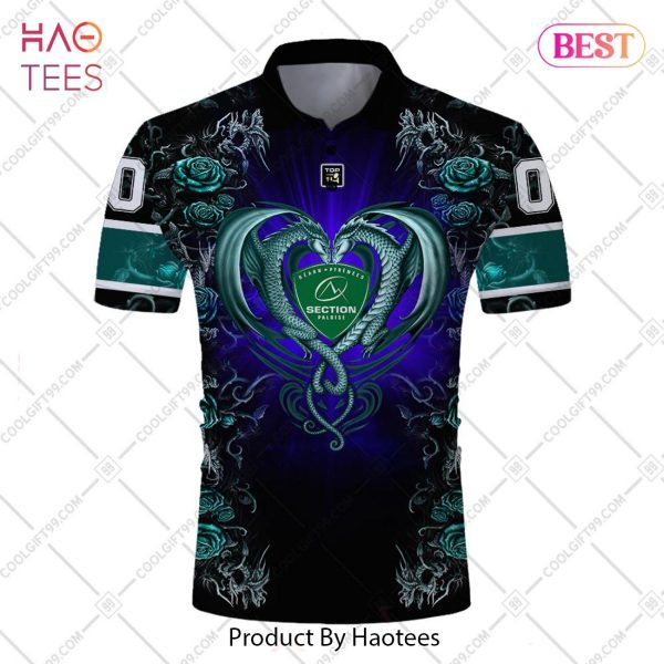 Personalized Section Paloise Rugby Rose Dragons Design Polo Shirt