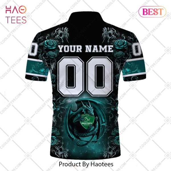 Personalized Section Paloise Rugby Rose Dragons Design Polo Shirt