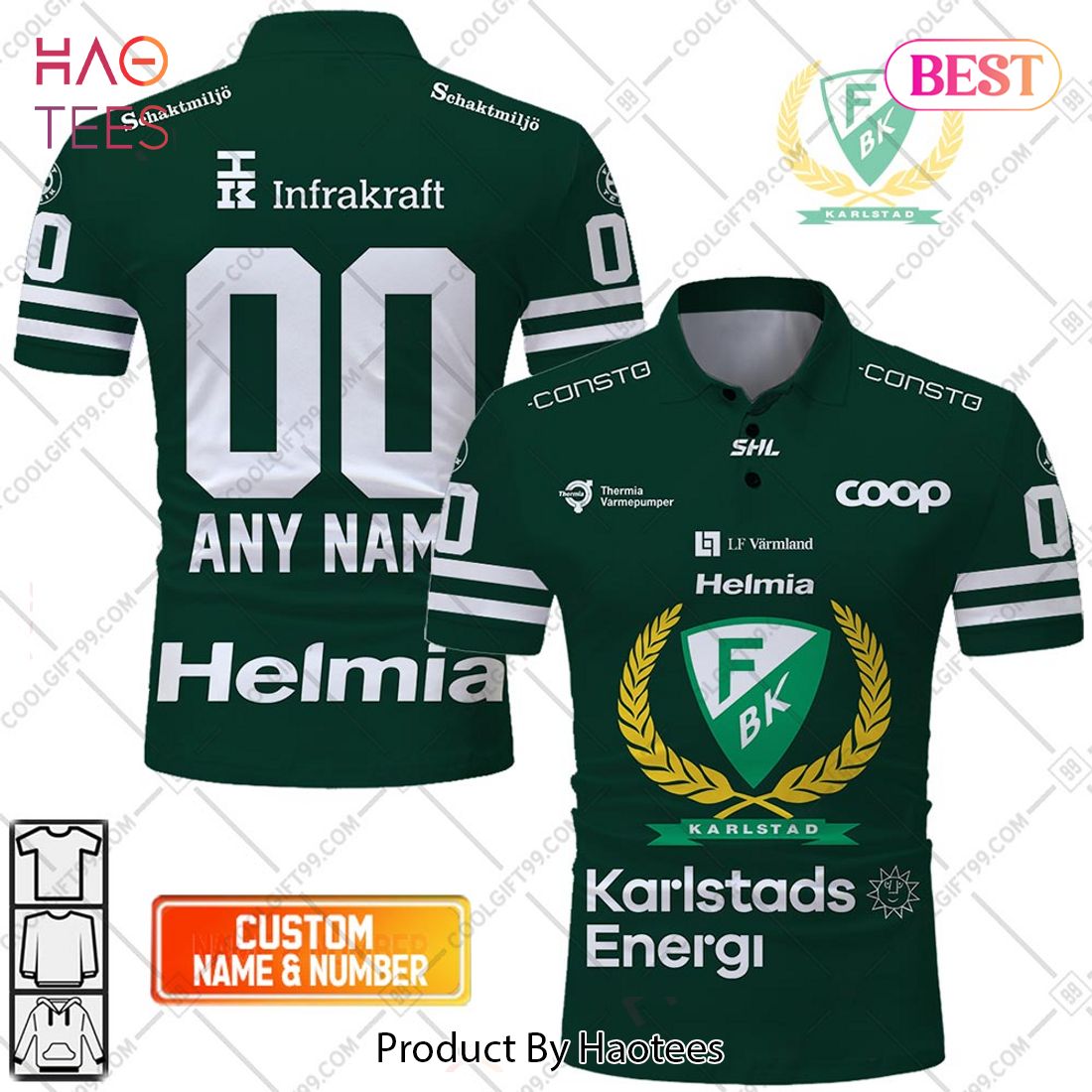 Personalized SHL Farjestad BK Home jersey Style Polo Shirt