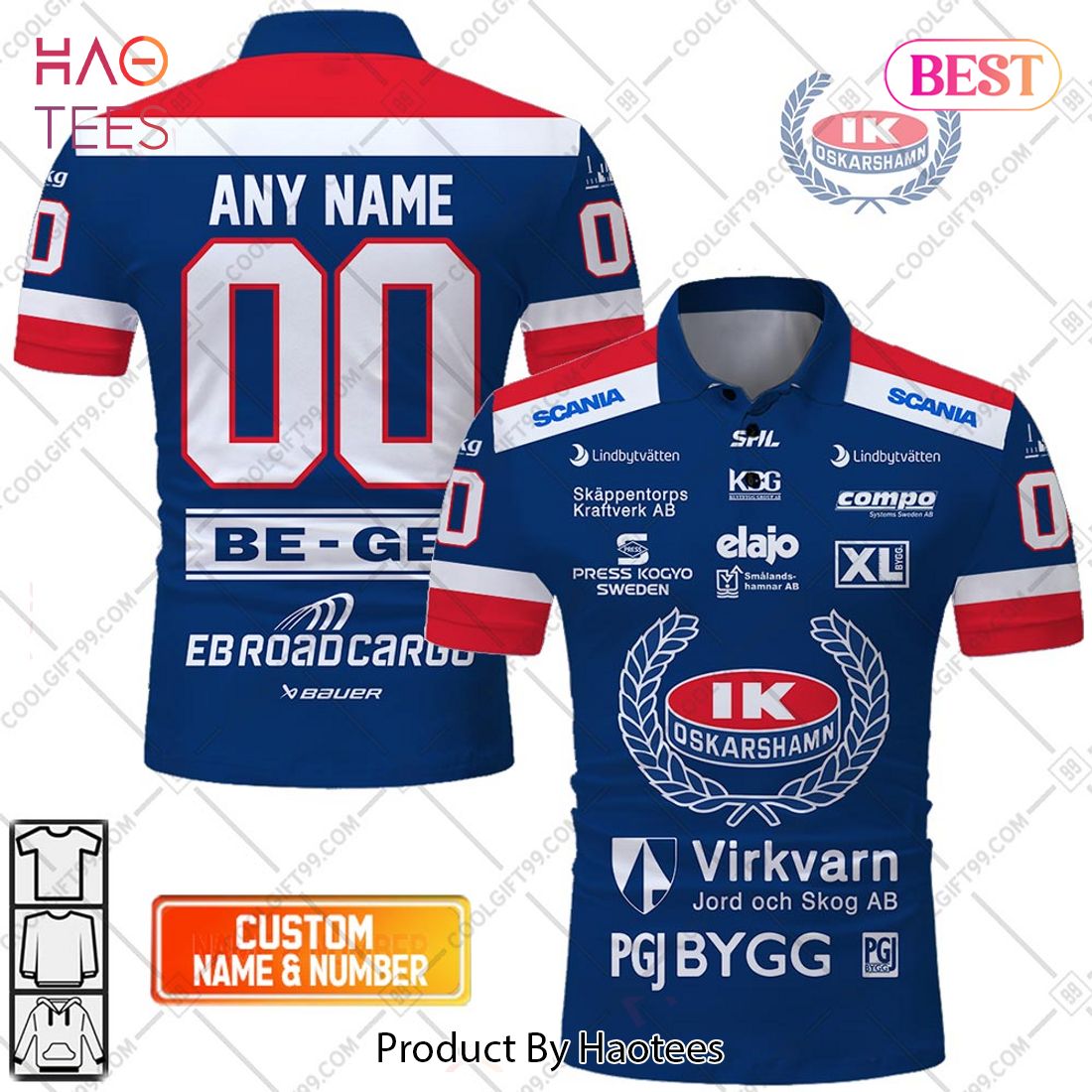 Personalized SHL IK Oskarshamn Home jersey Style Polo Shirt