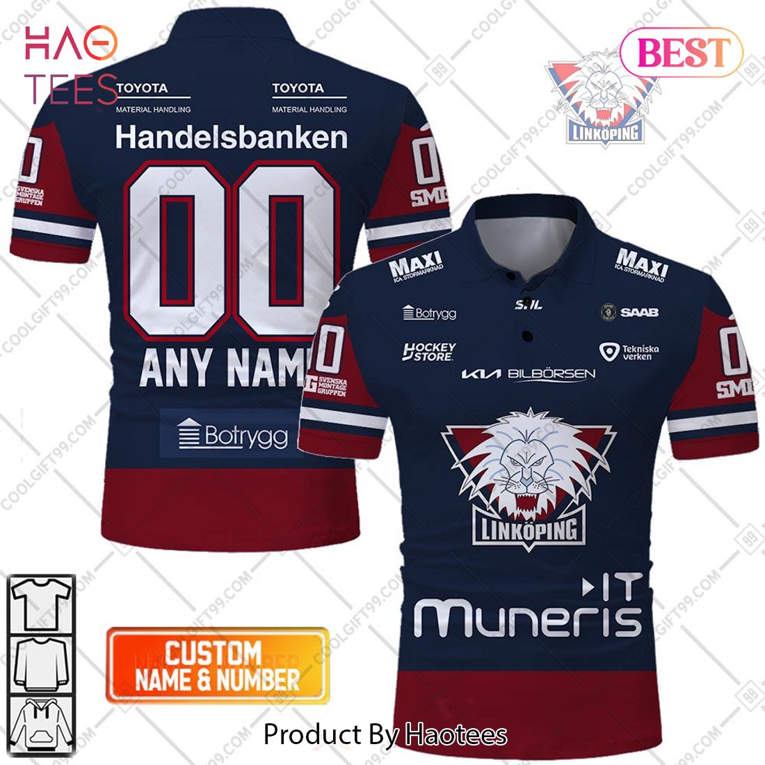 Personalized SHL Linkoping HC Home jersey Style Polo Shirt