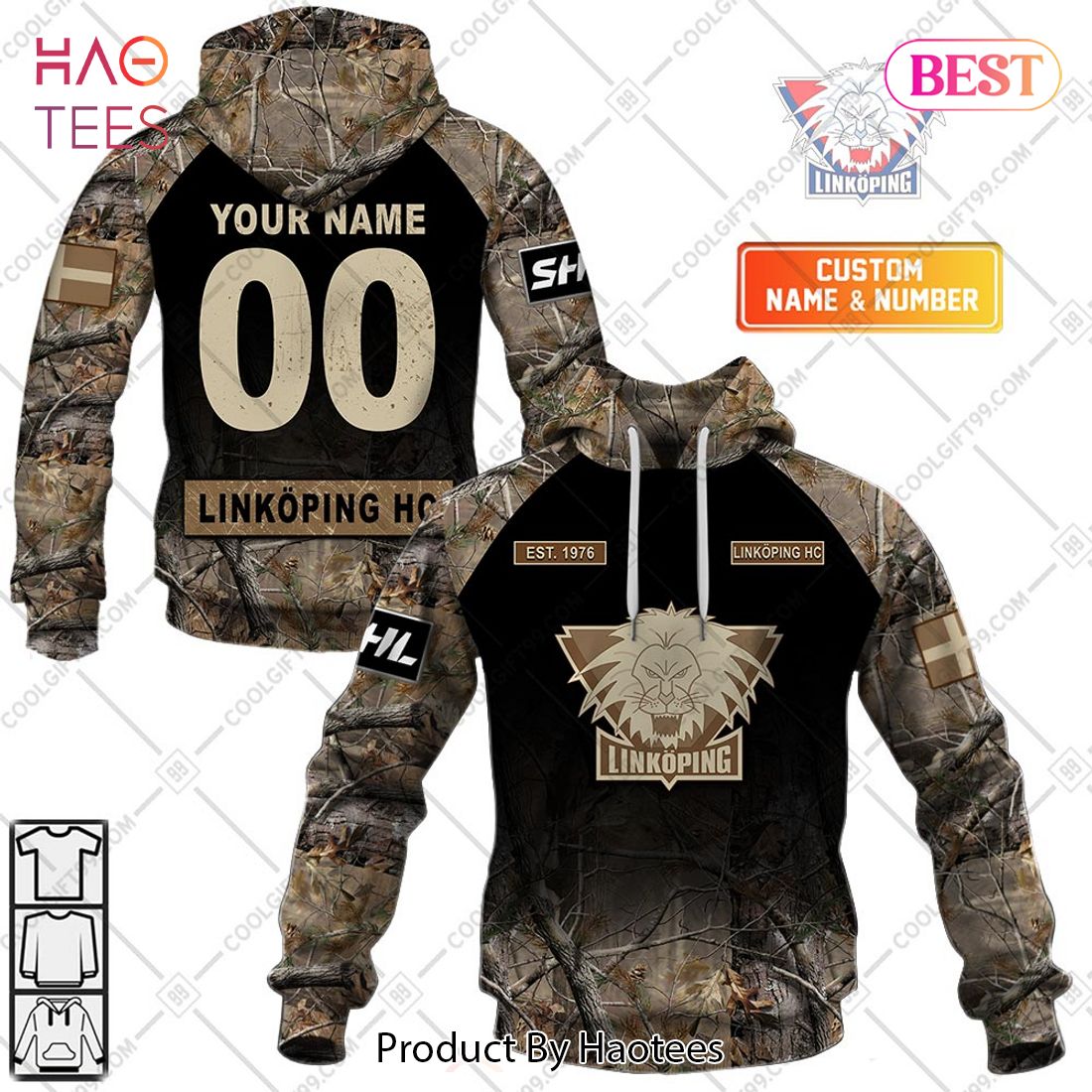 Personalized SHL Linkoping HC Hunting Camo Style Hoodie, T-Shirt, Zip Hoodie, Sweatshirt