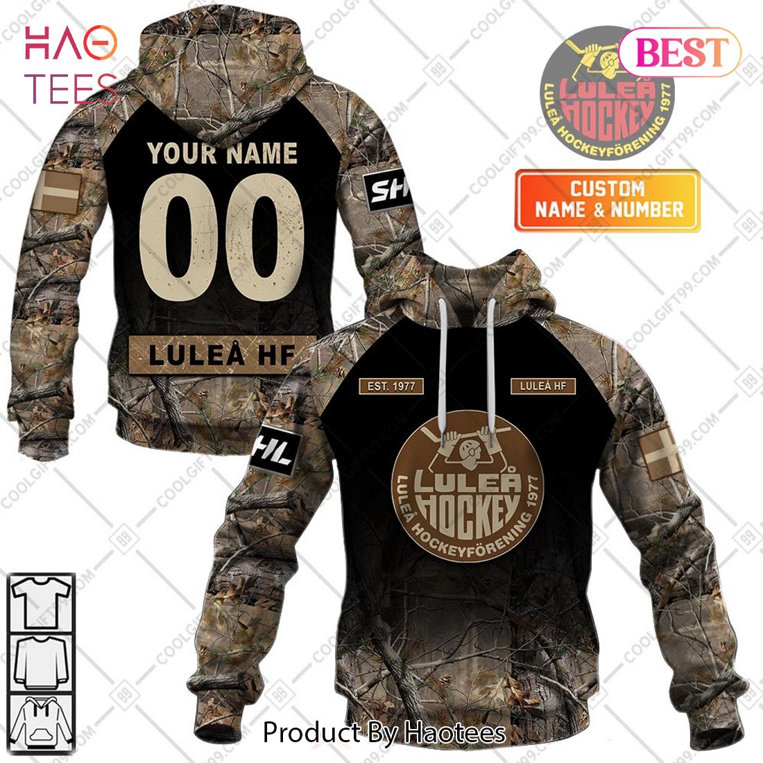 Personalized SHL Lulea HF Hunting Camo Style Hoodie, T-Shirt, Zip Hoodie, Sweatshirt