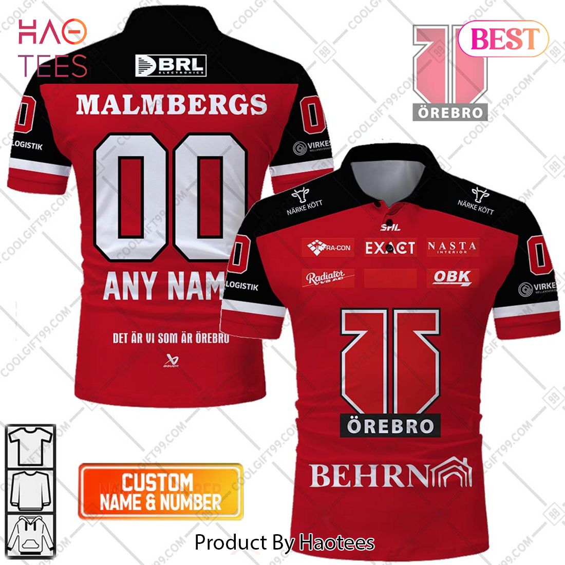 Personalized SHL Orebro HK Home jersey Style Polo Shirt