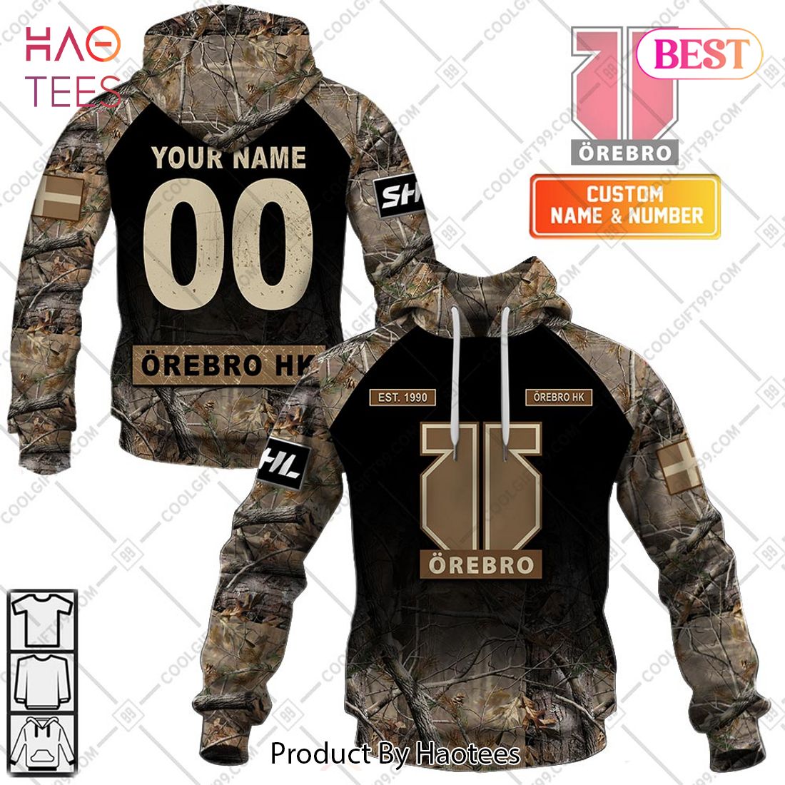 Personalized SHL Orebro HK Hunting Camo Style Hoodie, T-Shirt, Zip Hoodie, Sweatshirt