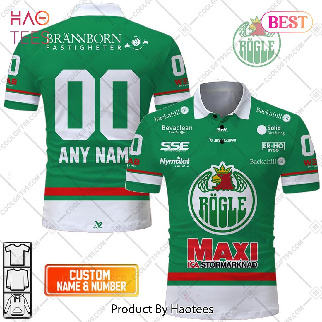 Personalized SHL Rogle BK Home jersey Style Polo Shirt