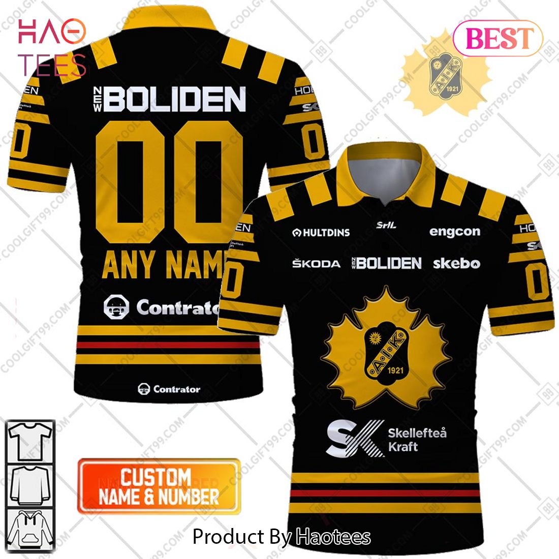 Personalized SHL Skelleftea AIK Home jersey Style Polo Shirt