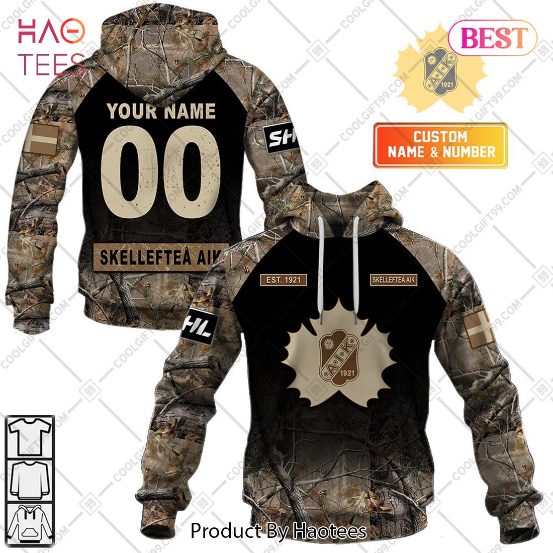Personalized SHL Skelleftea AIK Hunting Camo Style Hoodie, T-Shirt, Zip Hoodie, Sweatshirt