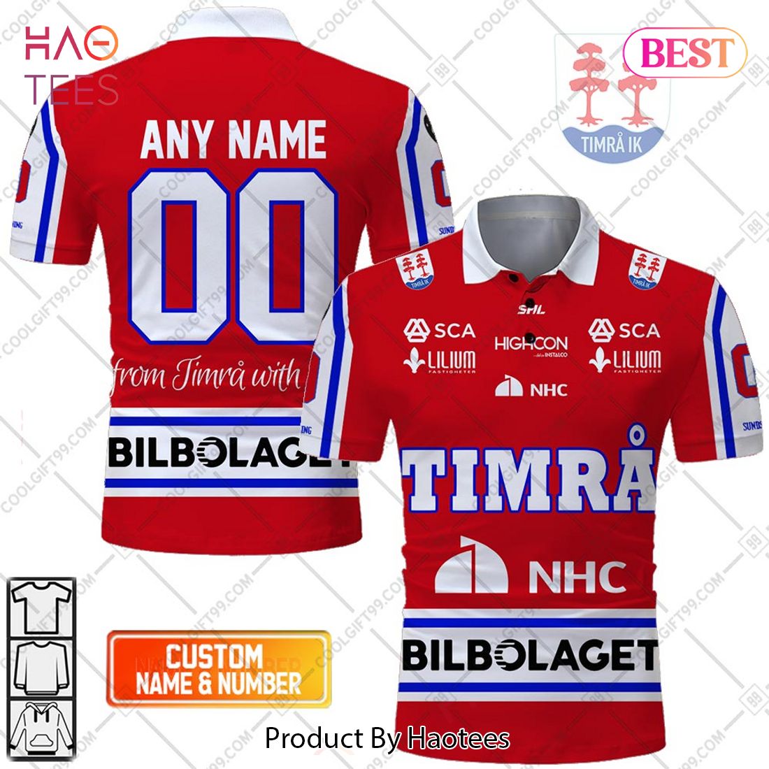 Personalized SHL Timra IK Home jersey Style Polo Shirt