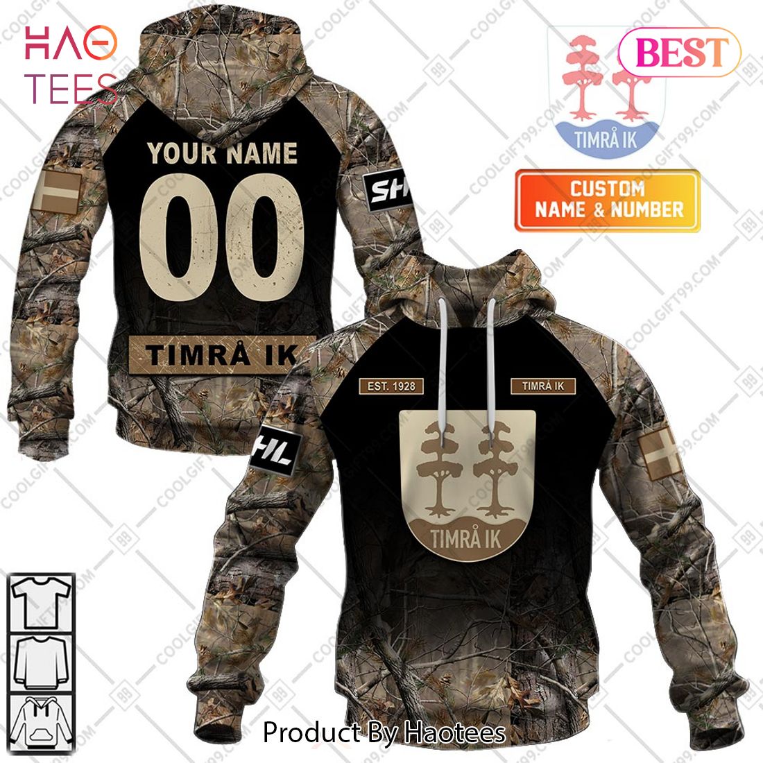Personalized SHL Timra IK Hunting Camo Style Hoodie, T-Shirt, Zip Hoodie, Sweatshirt