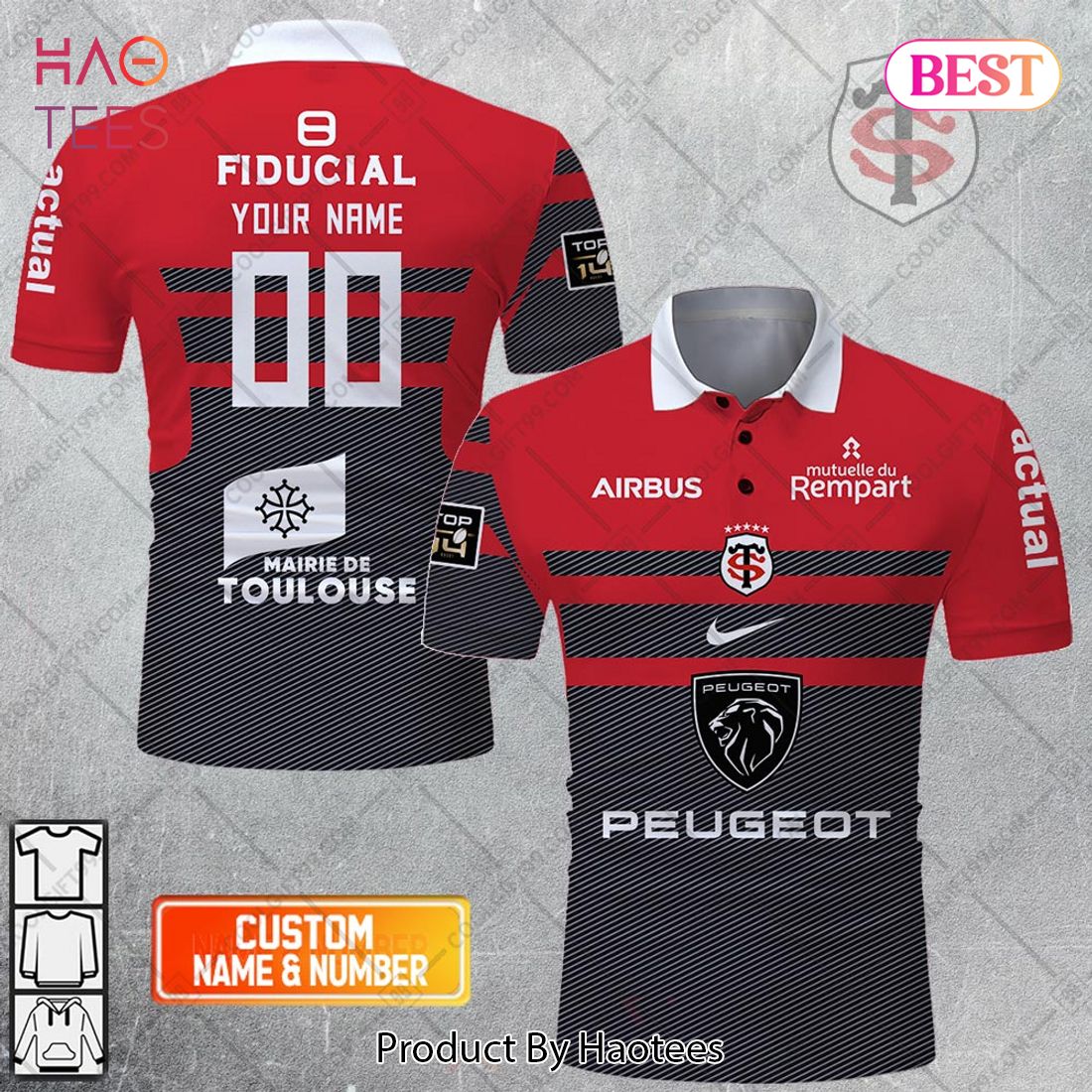 Personalized Stade Toulousain Rugby 2023 Jersey Style Polo Shirt