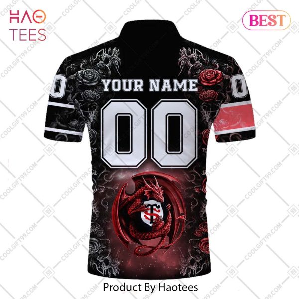 Personalized Stade Toulousain Rugby Rose Dragons Design Polo Shirt
