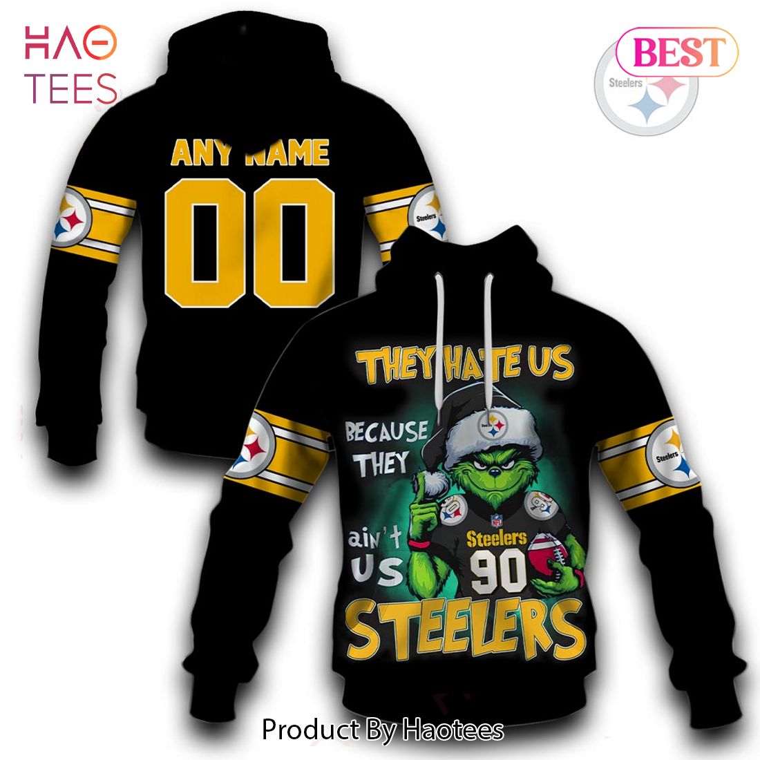 Personalized Steelers Grinch They hate us because they ain’t us Steelers Hoodie, T-Shirt, Zip Hoodie, Sweatshirt