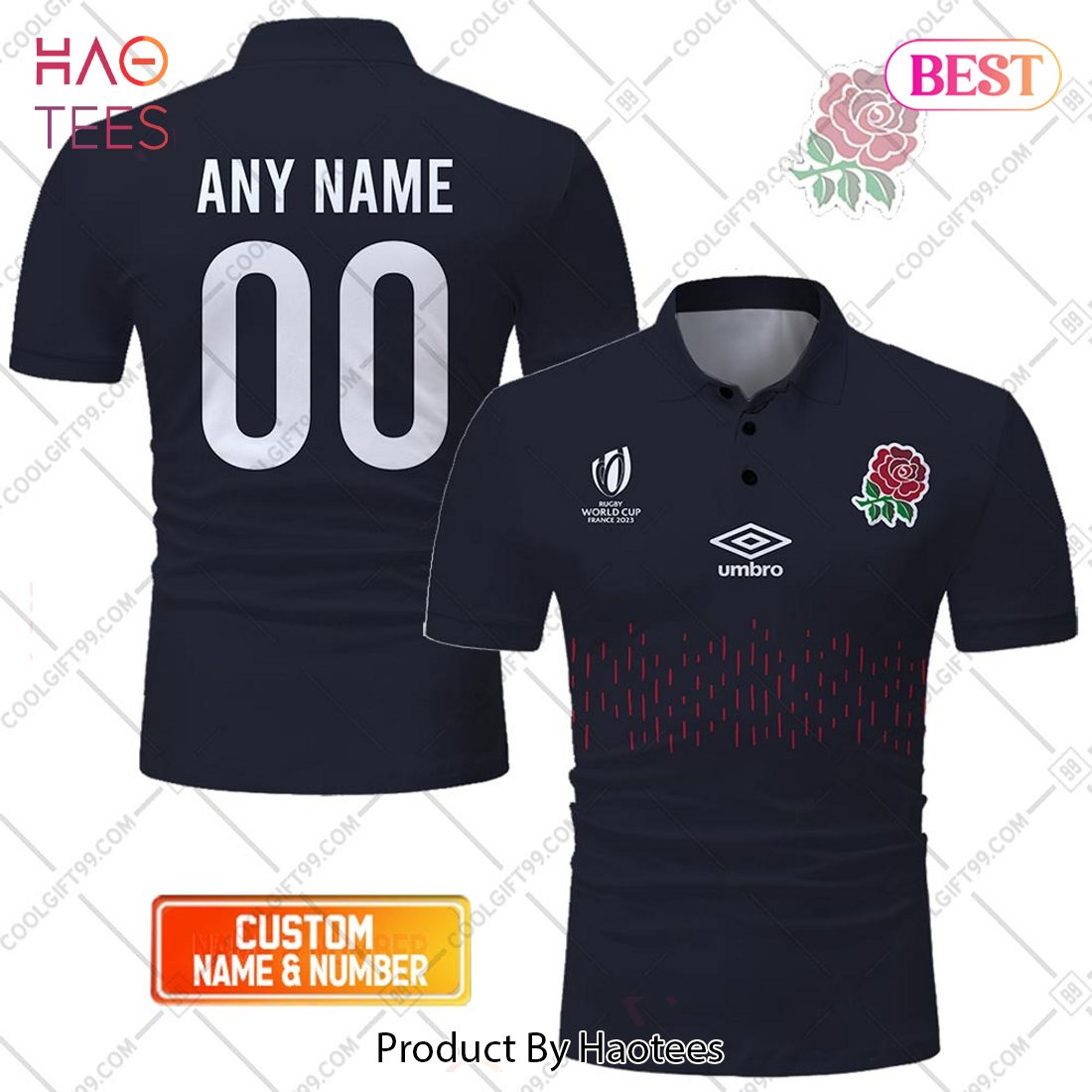 Rugby World Cup 2023 England Rugby ALT Jersey Style Polo Shirt