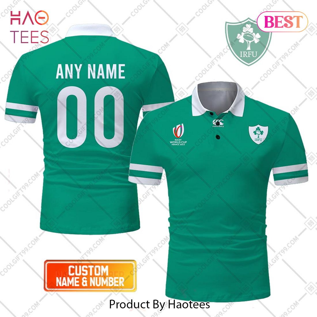 Rugby World Cup 2023 Ireland Rugby Home Jersey Style Polo Shirt