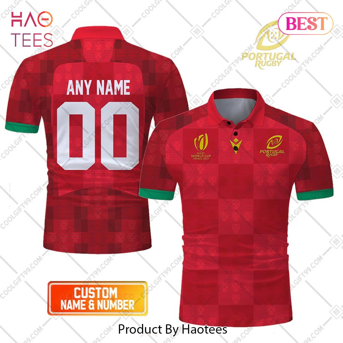 Rugby World Cup 2023 Portugal Rugby Home Jersey Style Polo Shirt