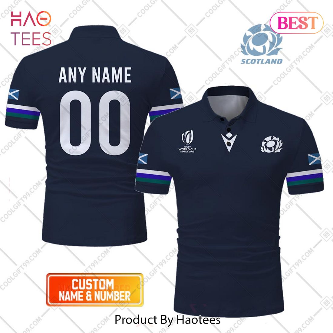 Rugby World Cup 2023 Scotland Rugby Home Jersey Style Polo Shirt